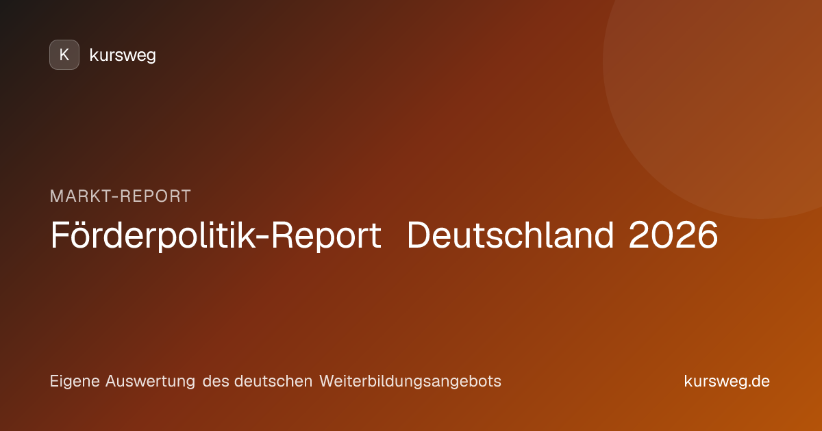 Förderpolitik-Report Deutschland 2026 – Markt-Report von Kursweg auf Basis eigener Auswertung des deutschen Weiterbildungsangebots