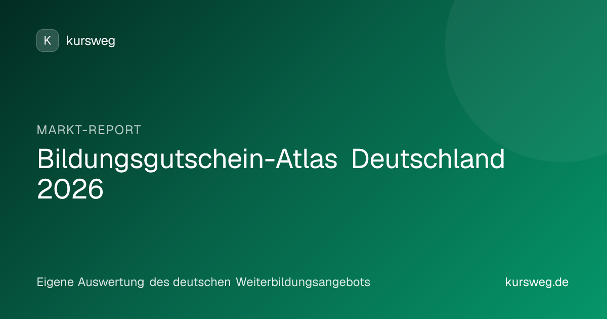 Bildungsgutschein-Atlas Deutschland 2026 – Markt-Report von Kursweg auf Basis eigener Auswertung des deutschen Weiterbildungsangebots