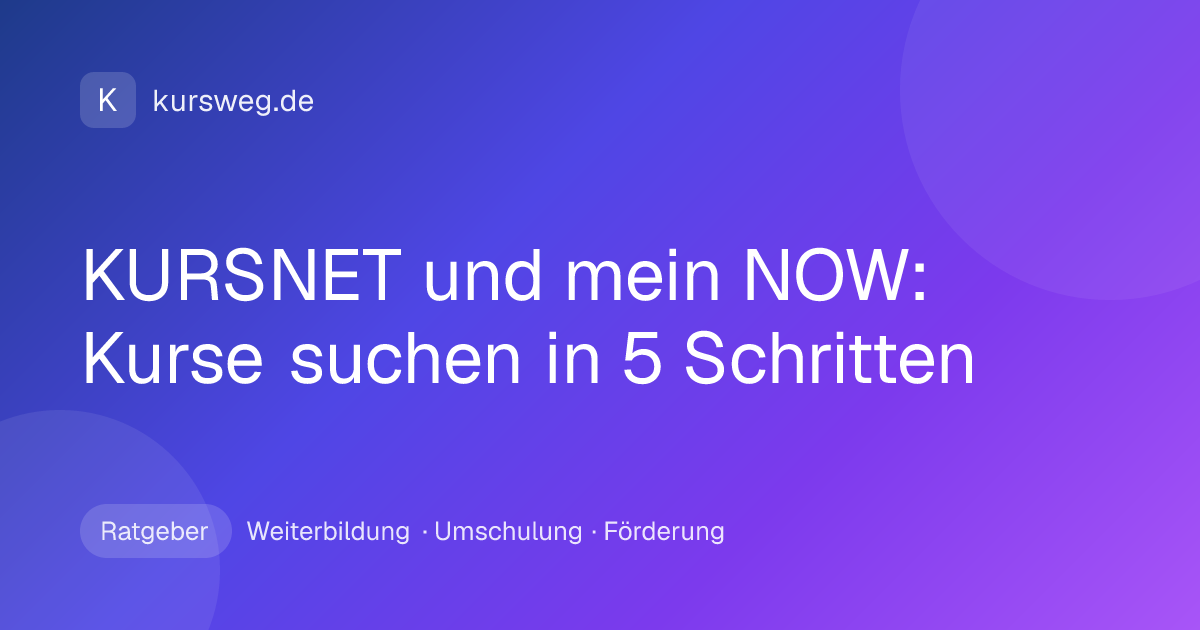 KURSNET und mein NOW: Kurse suchen in 5 Schritten – Ratgeber von Kursweg zu Weiterbildung, Umschulung und Förderung
